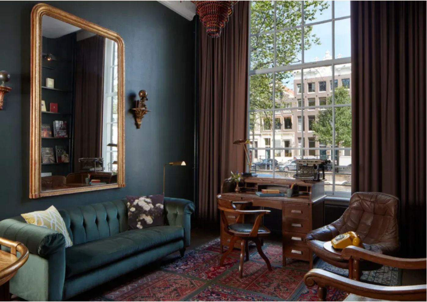 An elegant boutique hotel lounge